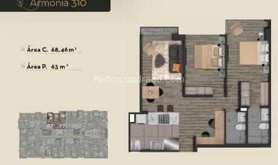 Apartamento de 2 alcobas en venta en Santa Barbara Occidental, Bogotá, 62 m² · foto 4 de 10