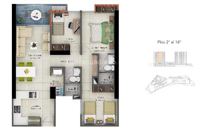 Apartamento de 3 alcobas en venta en Ciudad Jardin, Cali, 75 m² · foto 11 de 14