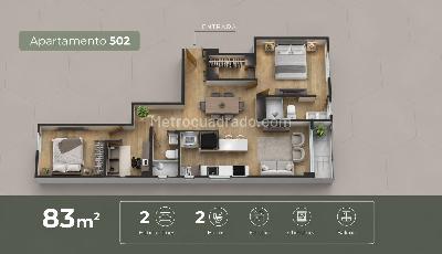 Apartamento de 2 alcobas en venta en Andes Norte, Bogotá, 75 m² · foto 2 de 10