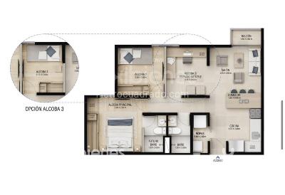 Apartamento de 3 alcobas en venta en Vereda Pan De Azucar, Sabaneta, 55 m² · foto 5 de 6