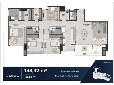 Apartamento de 3 alcobas en venta en El Poblado, Medellín, 148 m² · foto 4 de 15