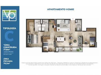 Apartamento de 3 alcobas en venta en Zona De Alta Valorizacion Y Desarrollo, Rionegro, 77 m² · foto 2 de 17
