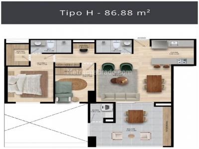 Apartamento de 2 alcobas en venta en El Portal, Envigado, 86 m² · foto 7 de 12