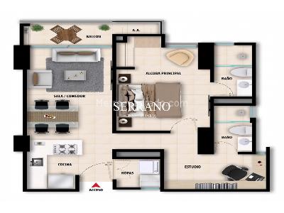 Apartaestudio en venta en Puerta Del Sol, Bucaramanga, 55 m² · foto 2 de 12