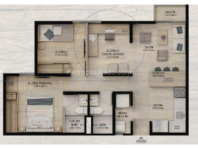 Apartamento de 3 alcobas en venta en Pan De Azucar, Sabaneta, 55 m² · foto 7 de 8