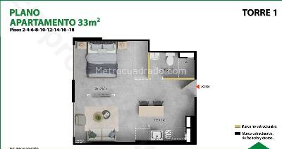 Apartamento de 1 alcoba en venta en Ciudad Salitre Sur Oriental Teusaquillo, Bogotá, 30 m² · foto 2 de 20