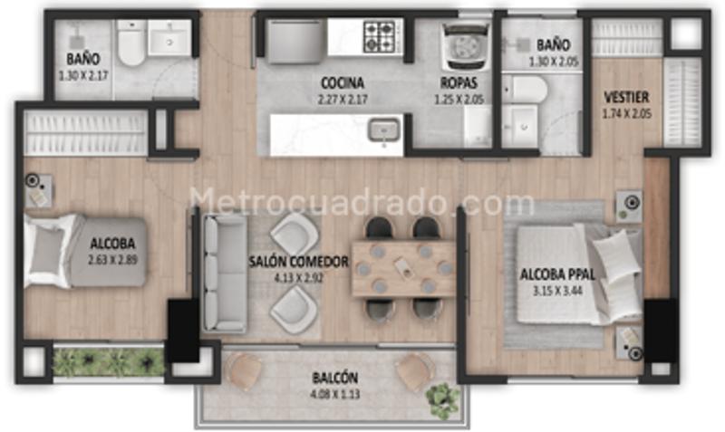2BR Apartment in Ditaires (65 m²) - 2