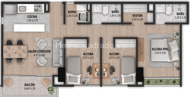 3BR Apartment in Ditaires (84 m²) - 2