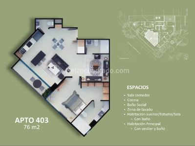 Apartamento de 1 alcoba en venta en Tejares, Cali, 76 m² · foto 3 de 5