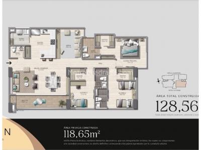 Apartamento de 3 alcobas en venta en Poblado Alto, Medellín, 129 m² · foto 13 de 15