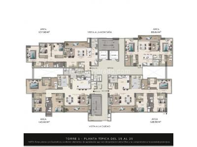 Apartamento de 3 alcobas en venta en Poblado Alto, Medellín, 129 m² · foto 14 de 15