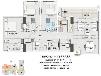 Apartamento de 3 alcobas en venta en Poblado Alto, Medellín, 119 m² · foto 10 de 15