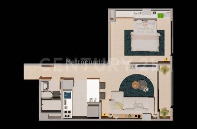 Apartamento de 1 alcoba en venta en Bonanza, Bogotá, 45 m² · foto 3 de 8