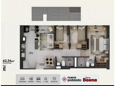 Apartamento de 3 alcobas en venta en Chimeneas, Itagüí, 63 m² · foto 19 de 19