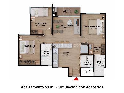 Apartamento de 3 alcobas en venta en Km 1.5 Vía Cajicá – Zipaquirá, Cajicá, 54 m² · foto 15 de 16