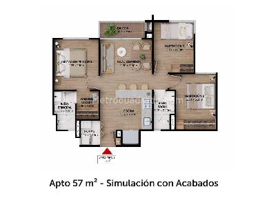 Apartamento de 3 alcobas en venta en Km 1.5 Vía Cajicá – Zipaquirá, Cajicá, 52 m² · foto 13 de 14