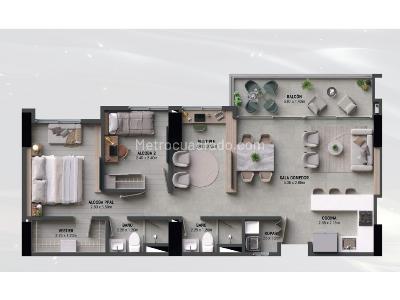 Apartamento de 2 alcobas en venta en Ciudad Del Rio, Medellín, 80 m² · foto 2 de 8