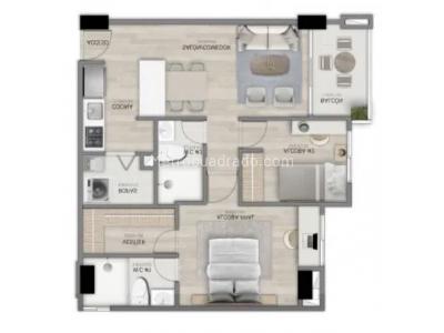 Apartamento de 2 alcobas en venta en Belen, Medellín, 63 m² · foto 8 de 9
