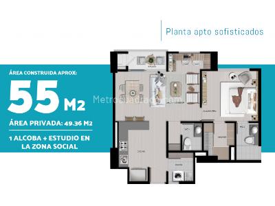 Apartamento de 2 alcobas en venta en Sabaneta, Sabaneta, 67 m² · foto 8 de 13