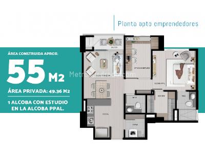 Apartamento de 2 alcobas en venta en Sabaneta, Sabaneta, 67 m² · foto 11 de 13