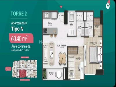 Apartamento de 2 alcobas en venta en Rincon Santos, Bello, 60 m² · foto 7 de 20