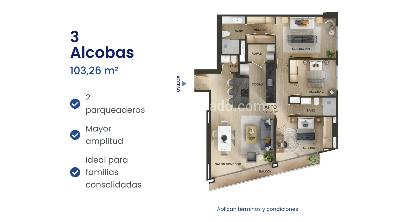 Apartamento de 3 alcobas en venta en San Patricio, Bogotá, 90 m² · foto 4 de 4