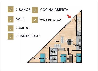Apartamento de 3 alcobas en venta en San Cristobal La Roca, Bogotá, 66 m² · foto 2 de 10