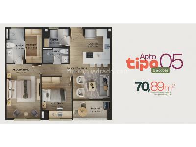 Apartamento de 3 alcobas en venta en Belen San Bernardo, Medellín, 71 m² · foto 4 de 10