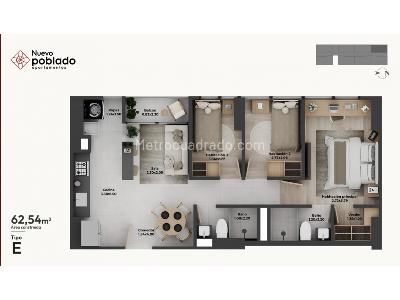 Apartamento de 3 alcobas en venta en Parque De Las Chimeneas, Itagüí, 63 m² · foto 2 de 8