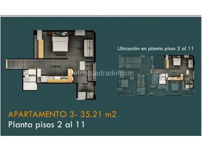 Apartaestudio en venta en Entreamigos, Sabaneta, 35 m² · foto 4 de 4
