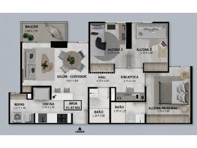 Apartamento de 3 alcobas en venta en Aves Maria, Sabaneta, 62 m² · foto 18 de 18