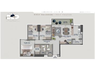 Apartamento de 3 alcobas en venta en Las Lomitas, Sabaneta, 81 m² · foto 10 de 15