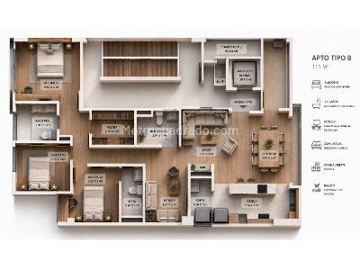 Apartamento de 3 alcobas en venta en La Castellana, Medellín, 110 m² · foto 6 de 6