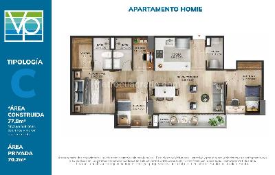 Apartamento de 3 alcobas en venta en Urbanizacion Riogrande, Rionegro, 71 m² · foto 2 de 17