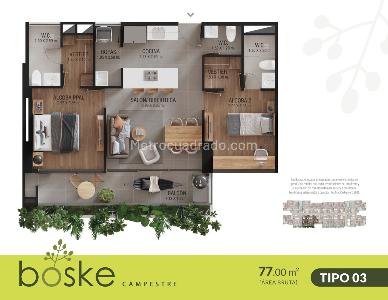 Apartamento de 2 alcobas en venta en San Antonio De Pereira, Rionegro, 68 m² · foto 6 de 7