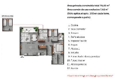 Apartamento de 2 alcobas en venta en Kachipay, Cali, 76 m² · foto 4 de 4