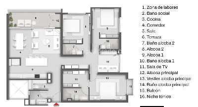 Apartamento de 3 alcobas en venta en Menga, Cali, 119 m² · foto 4 de 4