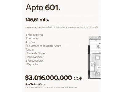 Apartamento de 3 alcobas en venta en Milla De Oro, Medellín, 145 m² · foto 3 de 8