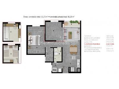 Apartamento de 1 alcoba en venta en Kachipay, Cali, 48 m² · foto 13 de 20