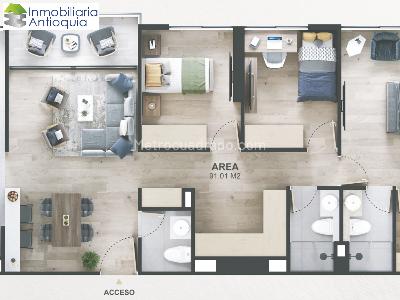 Apartamento en venta en Alto De Las Flores, Sabaneta · foto 8 de 10