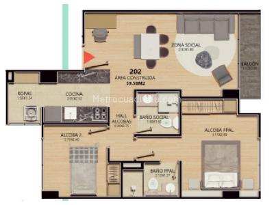 Apartamento de 2 alcobas en venta en San Miguel, Bogotá, 53 m² · foto 3 de 18
