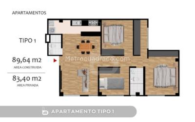 Apartamento de 3 alcobas en venta en Modelia, Bogotá, 83 m² · foto 5 de 7