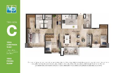 Apartamento de 3 alcobas en venta en Fontibon, Rionegro, 76 m² · foto 3 de 13