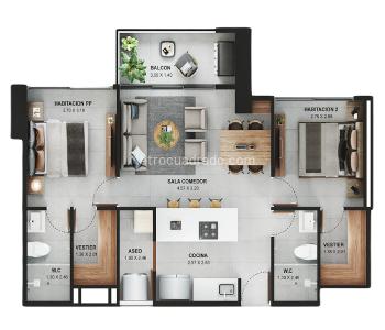 Apartamento de 2 alcobas en venta en Sabana Sur, Sabaneta, 66 m² · foto 9 de 9