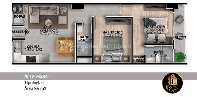 Apartamento de 2 alcobas en venta en Centro, Itagüí, 55 m² · foto 6 de 10