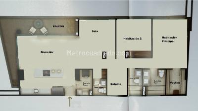 Apartamento de 1 alcoba en venta en Loma Del Escobero, Envigado, 119 m² · foto 4 de 13