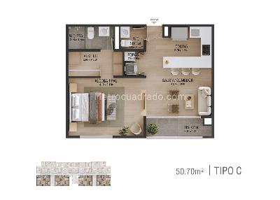 Apartamento de 1 alcoba en venta en San José, Sabaneta, 51 m² · foto 2 de 8