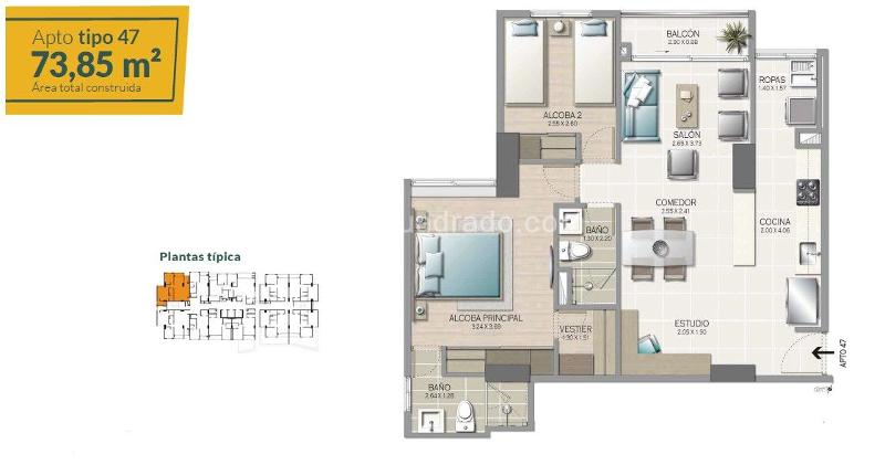 Apartamento en Venta, POBLADO CIUDAD DEL RIO, Medellín - Vista 2
