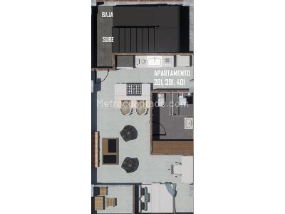 Apartaestudio en venta en Laureles, Medellín, 44 m² · foto 17 de 19