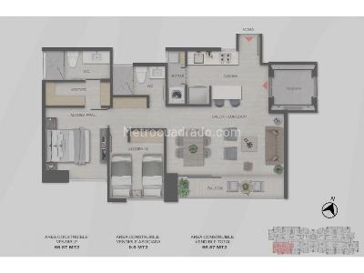 Apartamento de 2 alcobas en venta en Laureles, Medellín, 67 m² · foto 7 de 17